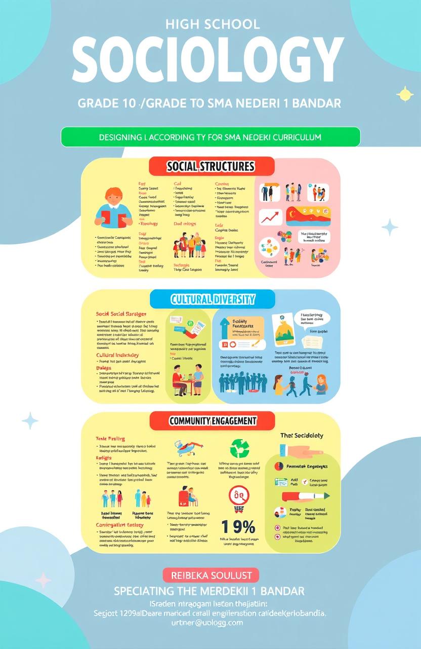 A detailed and colorful educational resource for high school Sociology class (Grade 10), designed according to the Merdeka Curriculum, specifically for SMA Negeri 1 Bandar