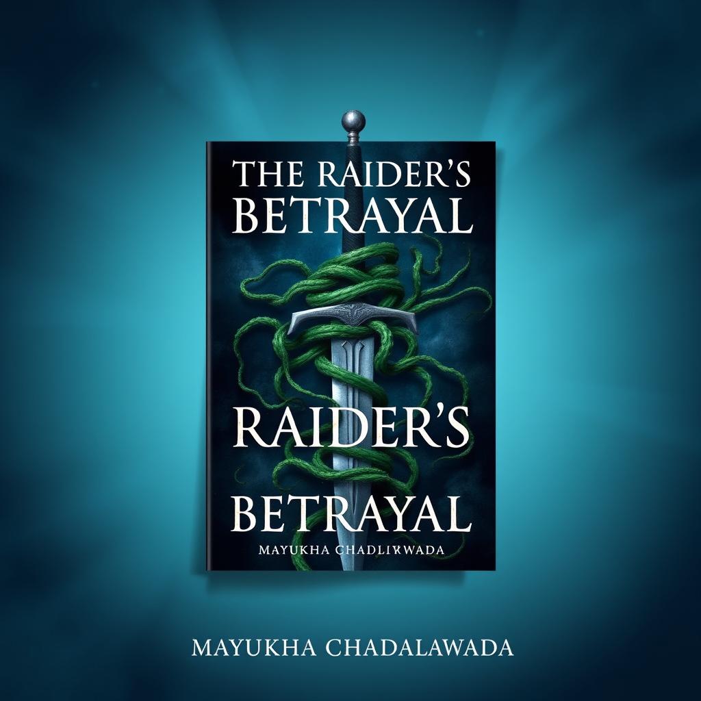 A striking fantasy book cover for 'The Raider's Betrayal' by Mayukha Chadalawada