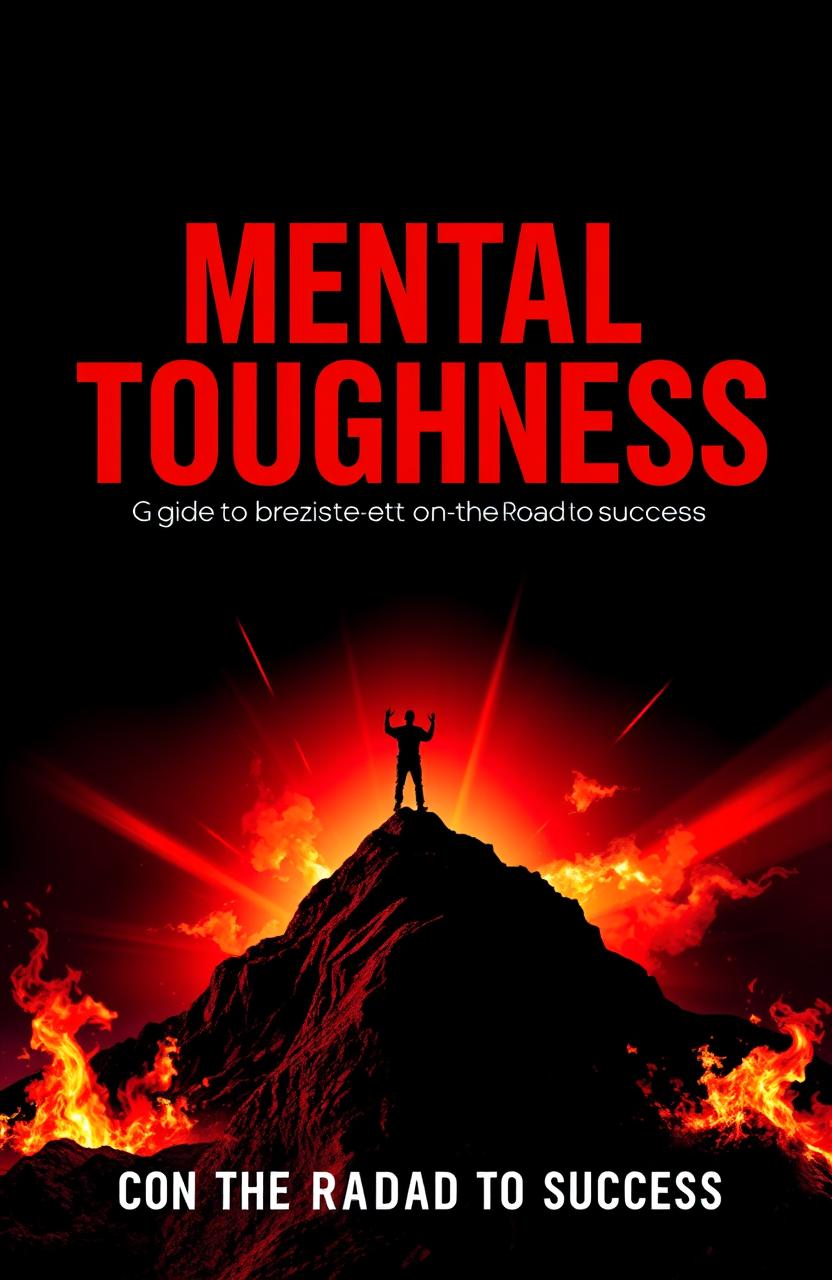 A strong motivational book cover design featuring a deep black background illuminated with striking streaks of red light, symbolizing power and strength