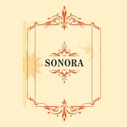A minimalist cocktail menu cover designed with an ancient book theme, showcasing an abstract background that represents the ingredients and flavors of Sonora, such as agave, citrus fruits, and chilies