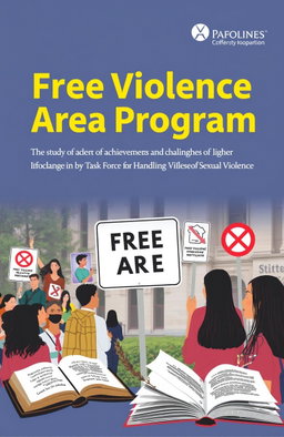 A detailed report cover showcasing the concept of a 'Free Violence Area Program' specifically in higher education institutions