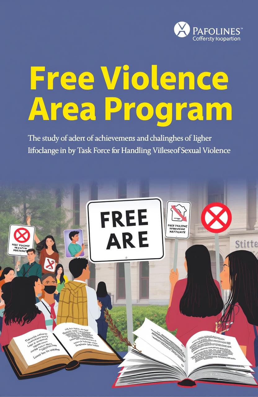 A detailed report cover showcasing the concept of a 'Free Violence Area Program' specifically in higher education institutions