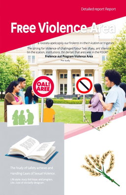 A detailed report cover showcasing the concept of a 'Free Violence Area Program' specifically in higher education institutions