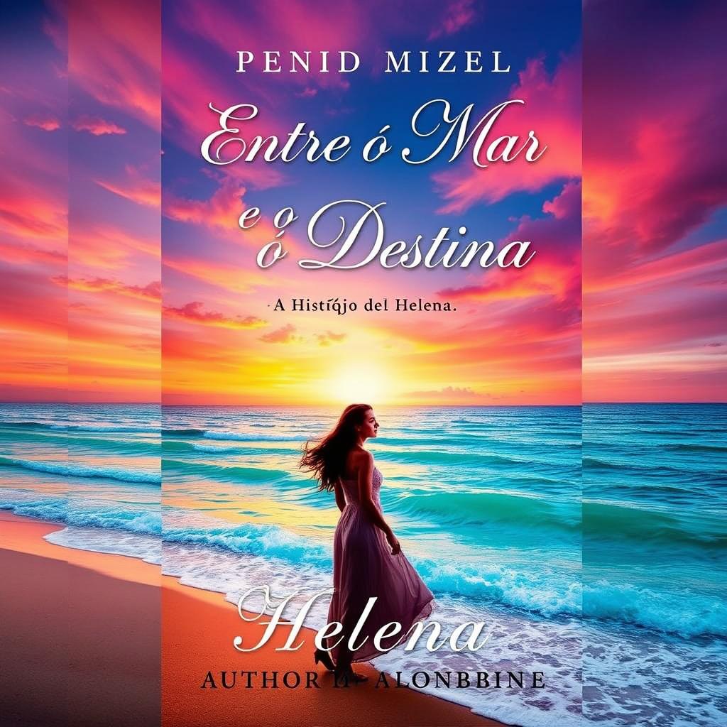 A beautiful and enchanting book cover for a romance novel titled 'Entre o Mar e o Destino: A História de Helena'