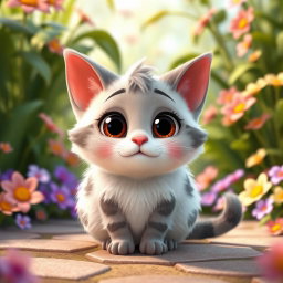 A cute animated character inspired by Palla's cat in a charming Pixar style