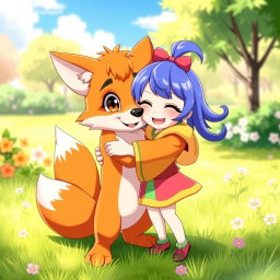 Heartfelt Embrace: Vibrant Animated Affection