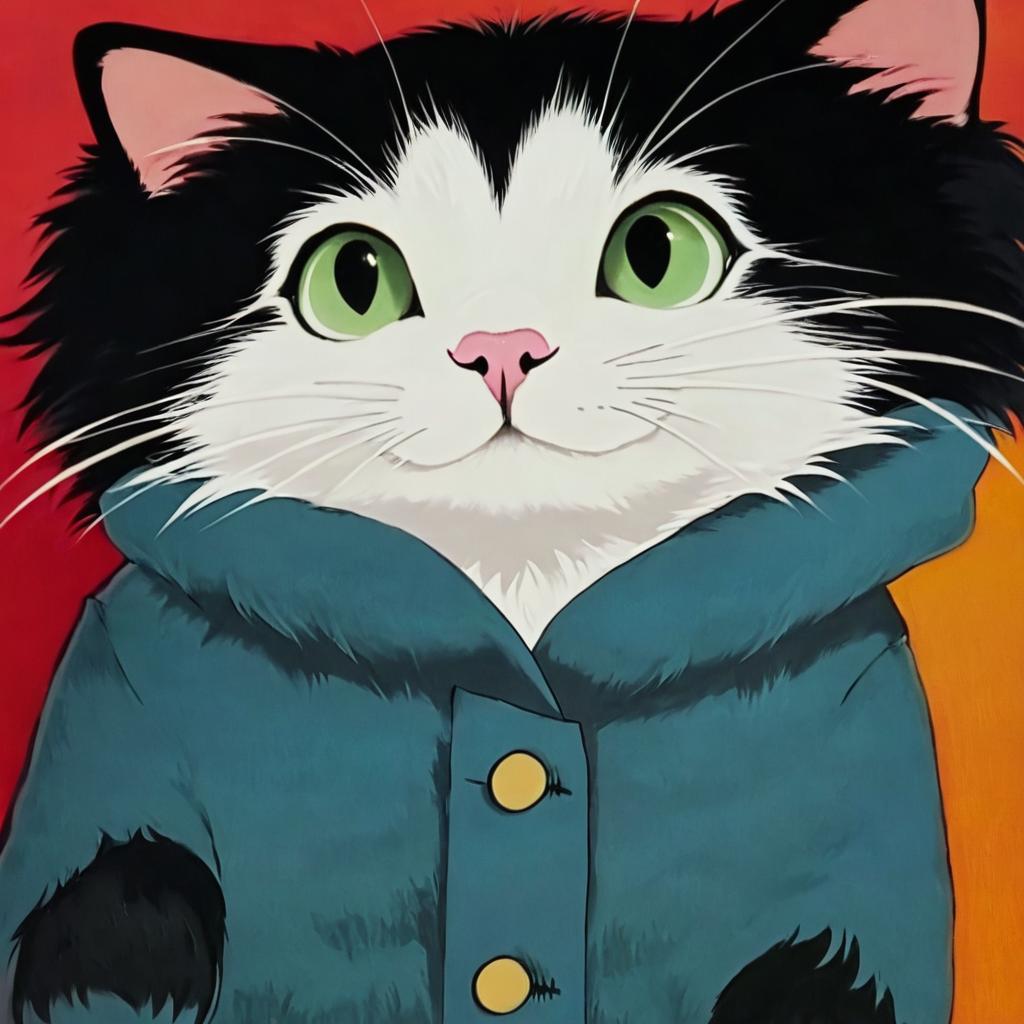 Whimsical Charm: Person in Green Trench Coat with Playful Cat