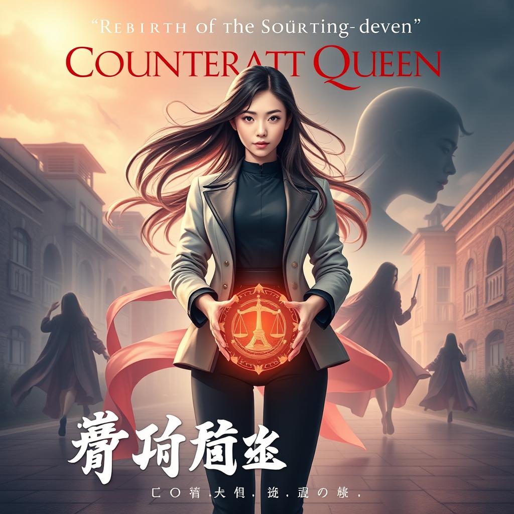An inspiring book cover for a novel titled 'Rebirth of the Counterattack Queen'