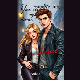 A captivating book cover design featuring a painted illustration of a handsome 17-year-old male mafia character, with an alluring expression and stylish outfit, including a fitted leather jacket