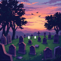 Elevated Graveyard Vista | Captivating Pixel Art Scene