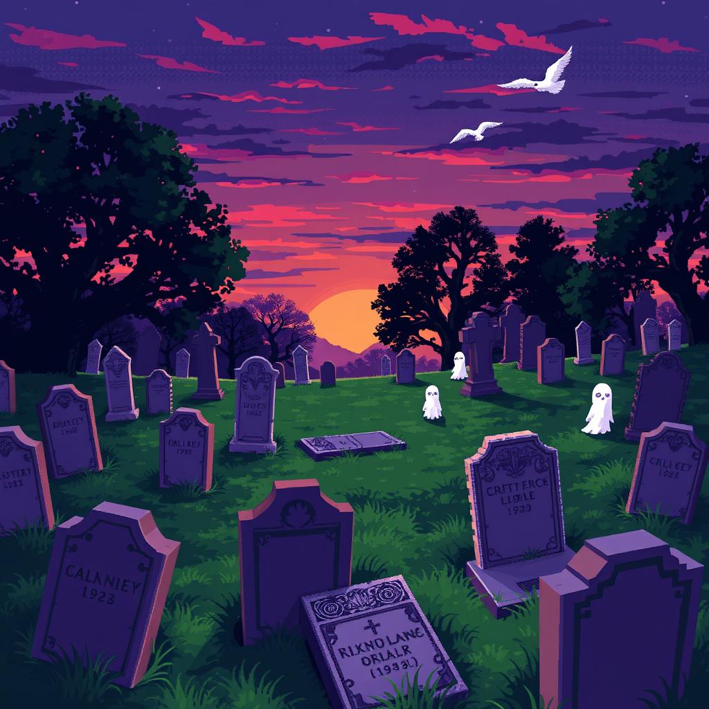 Elevated Graveyard Vista | Captivating Pixel Art Scene