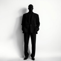 A captivating minimalist monochrome silhouette featuring a faceless model exuding elegance and confidence