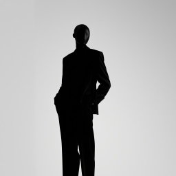 A captivating minimalist monochrome silhouette featuring a faceless model exuding elegance and confidence