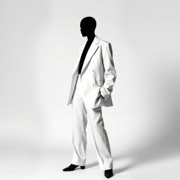 A captivating minimalist monochrome silhouette featuring a faceless model exuding elegance and confidence