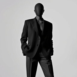 A captivating minimalist monochrome silhouette featuring a faceless model exuding elegance and confidence