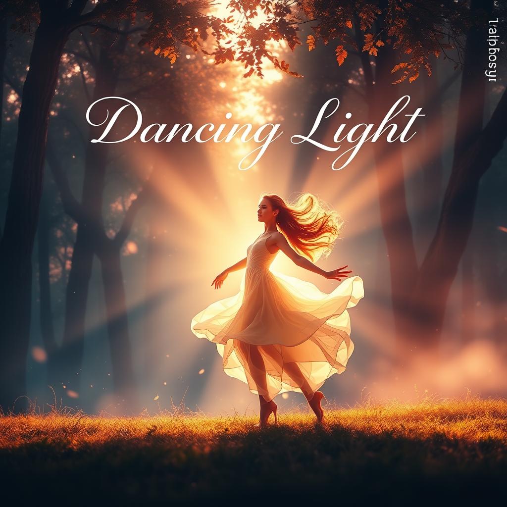 A mesmerizing book cover for a novel titled 'Dancing Light'
