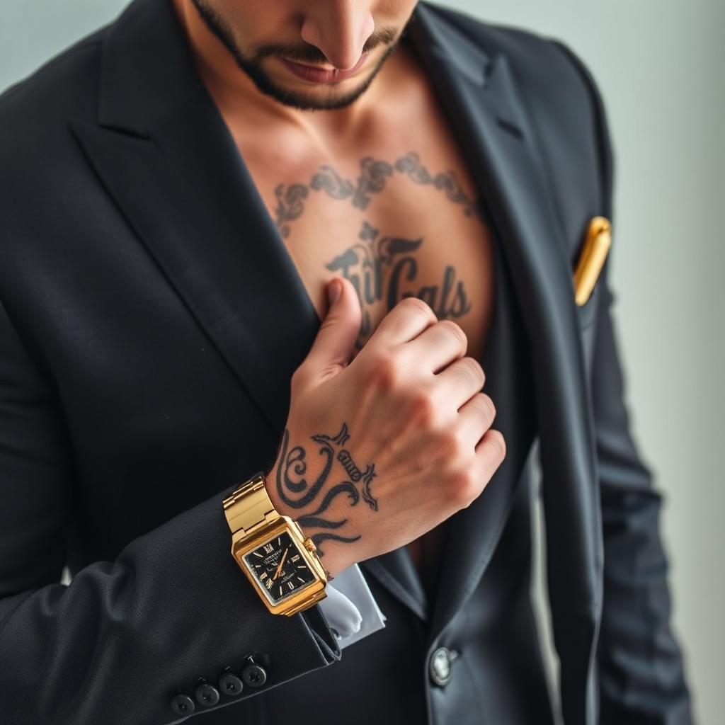 A close-up of a man's torso in a tailored suit, showcasing elegance and sophistication