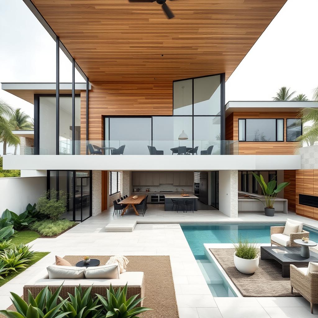 A modernized house featuring sleek architectural lines and a minimalist design