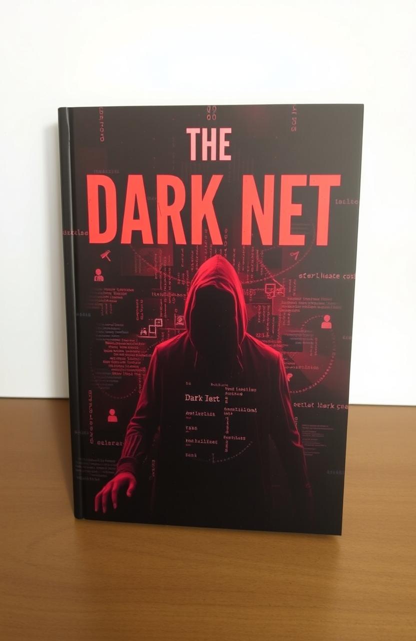 A dark and suspenseful book cover for 'The Dark Net', featuring a mysterious and eerie atmosphere