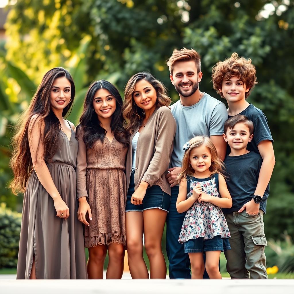 A captivating novel cover featuring a diverse group of siblings posing together, showcasing a warm family atmosphere