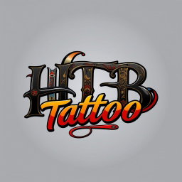 A modern and edgy logo design for a tattoo studio featuring the words 'HTB Tattoo' prominently in a bold, stylized font