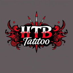 A modern and stylish logo for a tattoo studio featuring the text 'HTB Tattoo' prominently integrated into the design