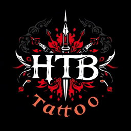 A modern and stylish logo for a tattoo studio featuring the text 'HTB Tattoo' prominently integrated into the design