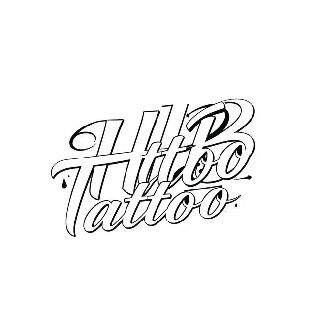 A modern and artistic logo design for a tattoo studio featuring the words 'HTB Tattoo' elegantly integrated into the design