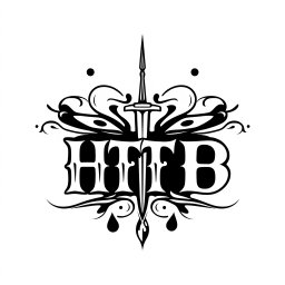 A modern and artistic logo design for a tattoo studio featuring the words 'HTB Tattoo' elegantly integrated into the design
