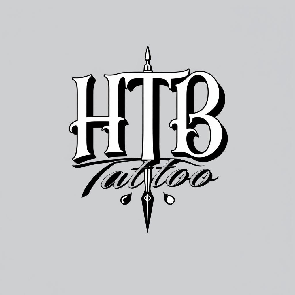 A modern and artistic logo design for a tattoo studio featuring the words 'HTB Tattoo' elegantly integrated into the design