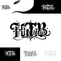 A modern and artistic logo design for a tattoo studio featuring the words 'HTB Tattoo' elegantly integrated into the design