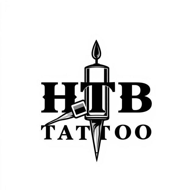 A logo design for a tattoo studio featuring the words 'HTB Tattoo' artistically integrated into the design