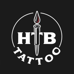 A logo design for a tattoo studio featuring the words 'HTB Tattoo' artistically integrated into the design
