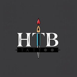 A logo design for a tattoo studio featuring the words 'HTB Tattoo' incorporated elegantly into the design