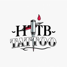 A logo design for a tattoo studio featuring the words 'HTB Tattoo' incorporated elegantly into the design