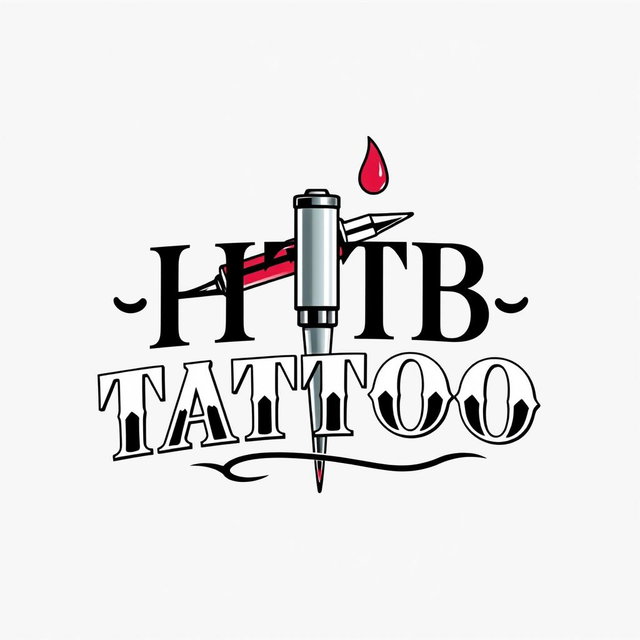 A logo design for a tattoo studio featuring the words 'HTB Tattoo' incorporated elegantly into the design