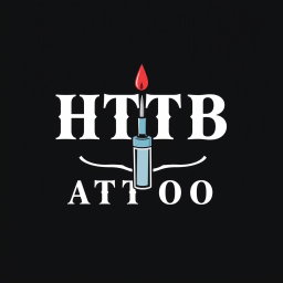 A logo design for a tattoo studio featuring the words 'HTB Tattoo' incorporated elegantly into the design