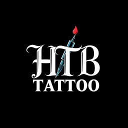 A logo design for a tattoo studio featuring the words 'HTB Tattoo' incorporated elegantly into the design