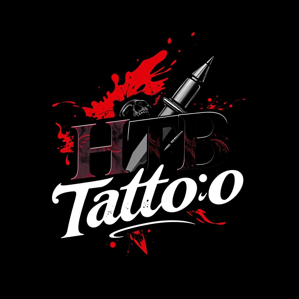 A logo design for a tattoo studio featuring the text 'HTB Tattoo' prominently integrated into the design