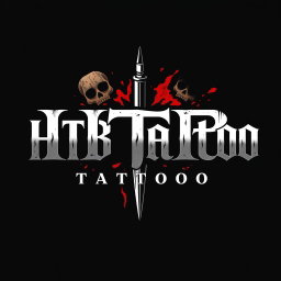A logo design for a tattoo studio featuring the text 'HTB Tattoo' prominently integrated into the design