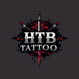 A logo design for a tattoo studio featuring the text 'HTB Tattoo' prominently integrated into the design