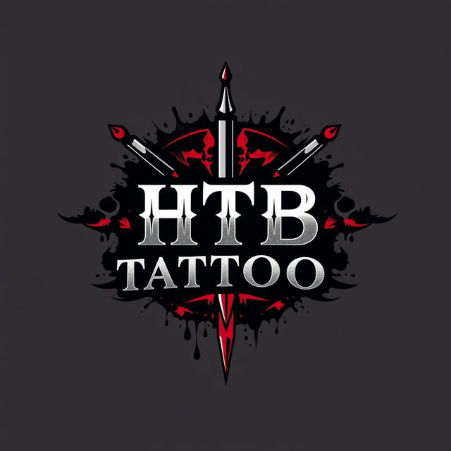 A logo design for a tattoo studio featuring the text 'HTB Tattoo' prominently integrated into the design