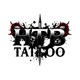 A logo design for a tattoo studio featuring the text 'HTB Tattoo' prominently integrated into the design