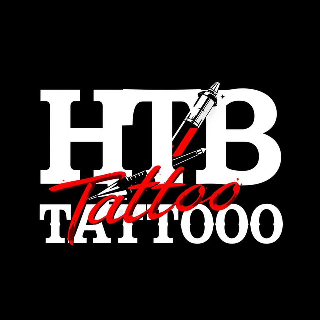 A stylish and modern logo design for a tattoo studio featuring the words 'HTB Tattoo' prominently