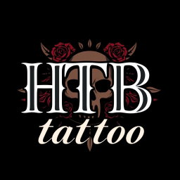 A stylish logo design for a tattoo studio featuring the letters 'HTB' prominently displayed with the word 'tattoo' elegantly integrated within