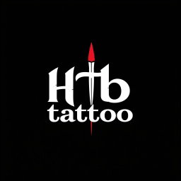 A logo design for a modern tattoo studio featuring the words 'HTB tattoo' creatively incorporated within the logo