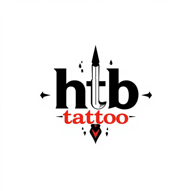A logo design for a modern tattoo studio featuring the words 'HTB tattoo' creatively incorporated within the logo