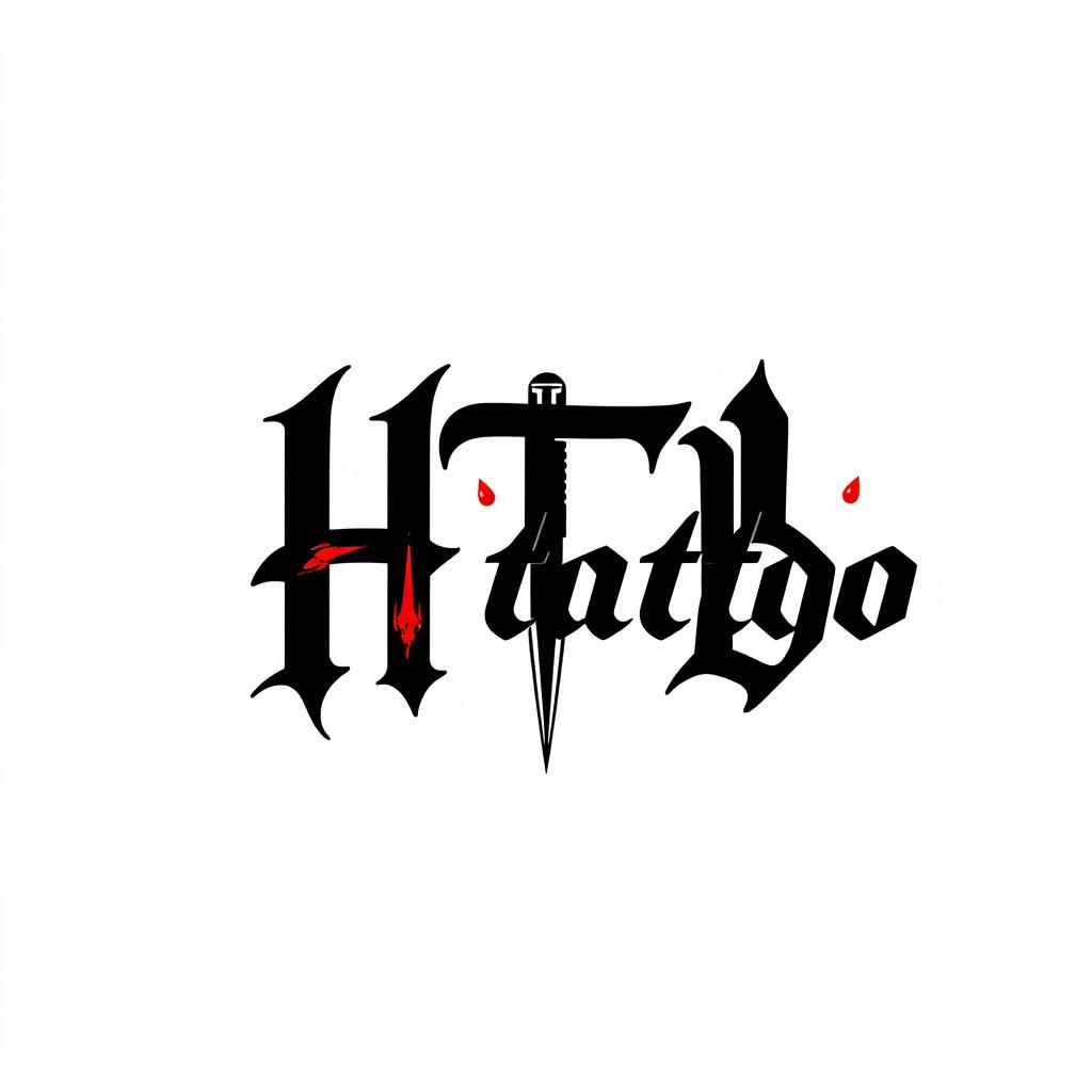 A logo design for a modern tattoo studio featuring the words 'HTB tattoo' creatively incorporated within the logo