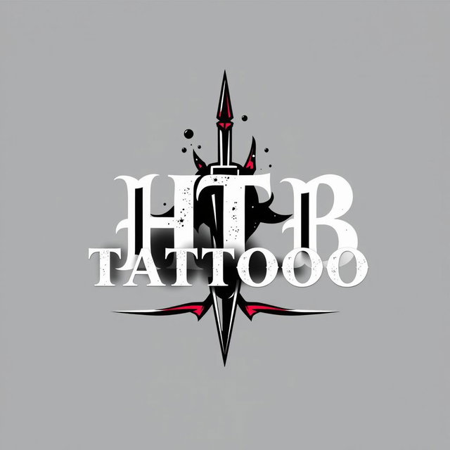 A sleek and modern logo design for a tattoo studio featuring the text 'HTB Tattoo' integrated stylishly into the design