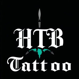 A sleek and modern logo design for a tattoo studio featuring the text 'HTB Tattoo' integrated stylishly into the design